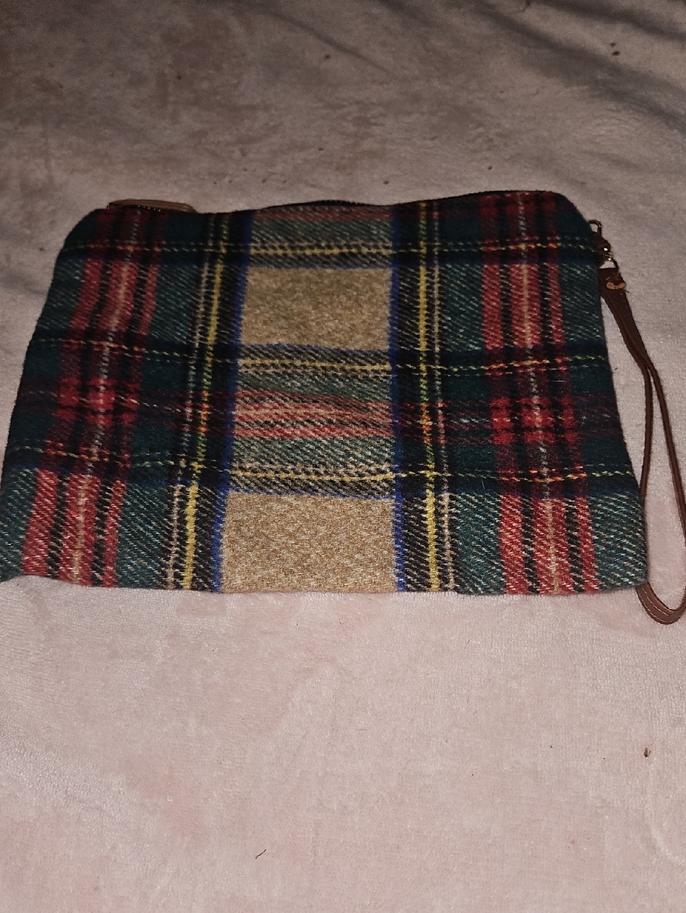 Tartan Plaid Wristlet Clutch in Red, Green & Tan